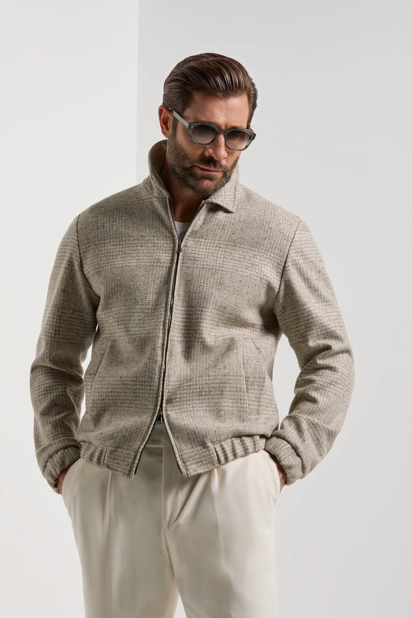 men pini parma prince of wales bomber made in italy in wool 