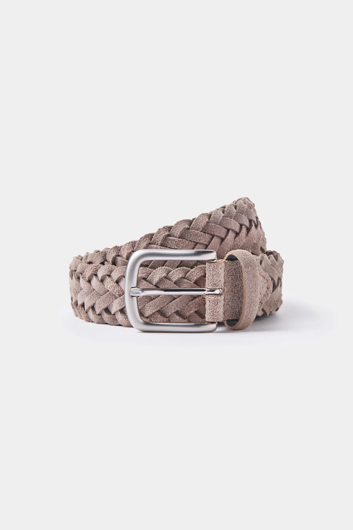 men pini parma greige braided suede belt made in italy in nabuk leather 