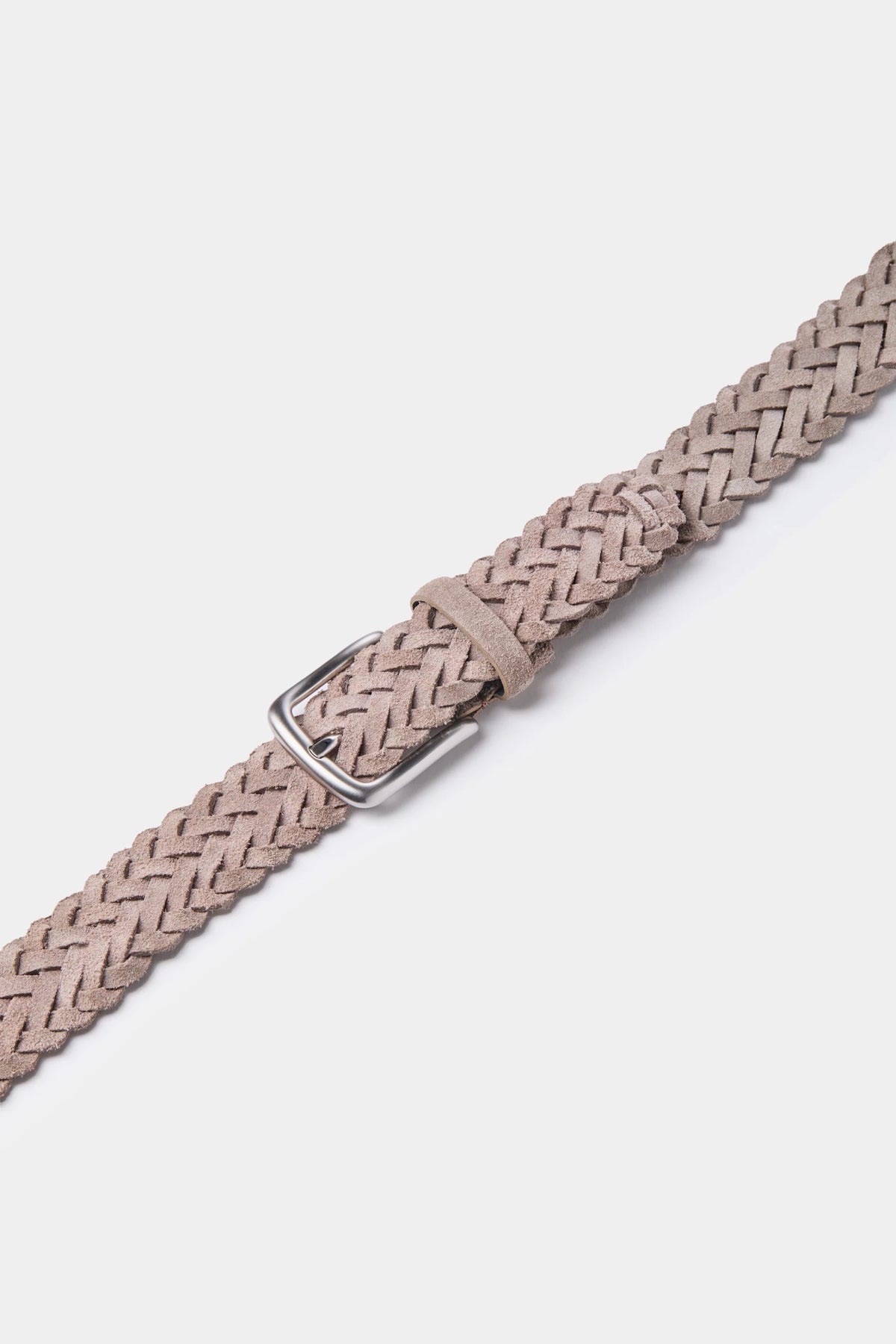 men pini parma greige braided suede belt made in italy in nabuk leather 