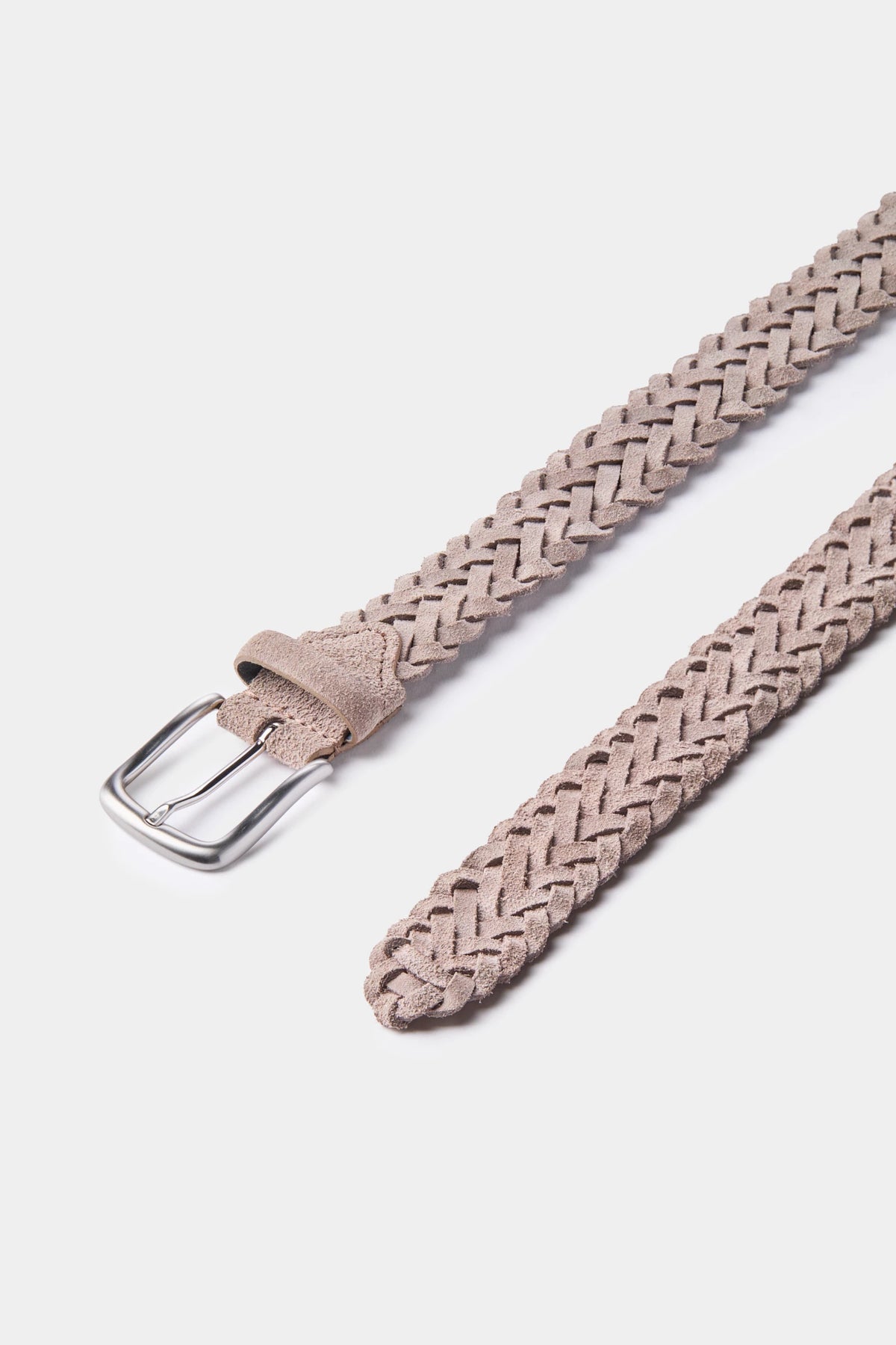 men pini parma greige braided suede belt made in italy in nabuk leather 