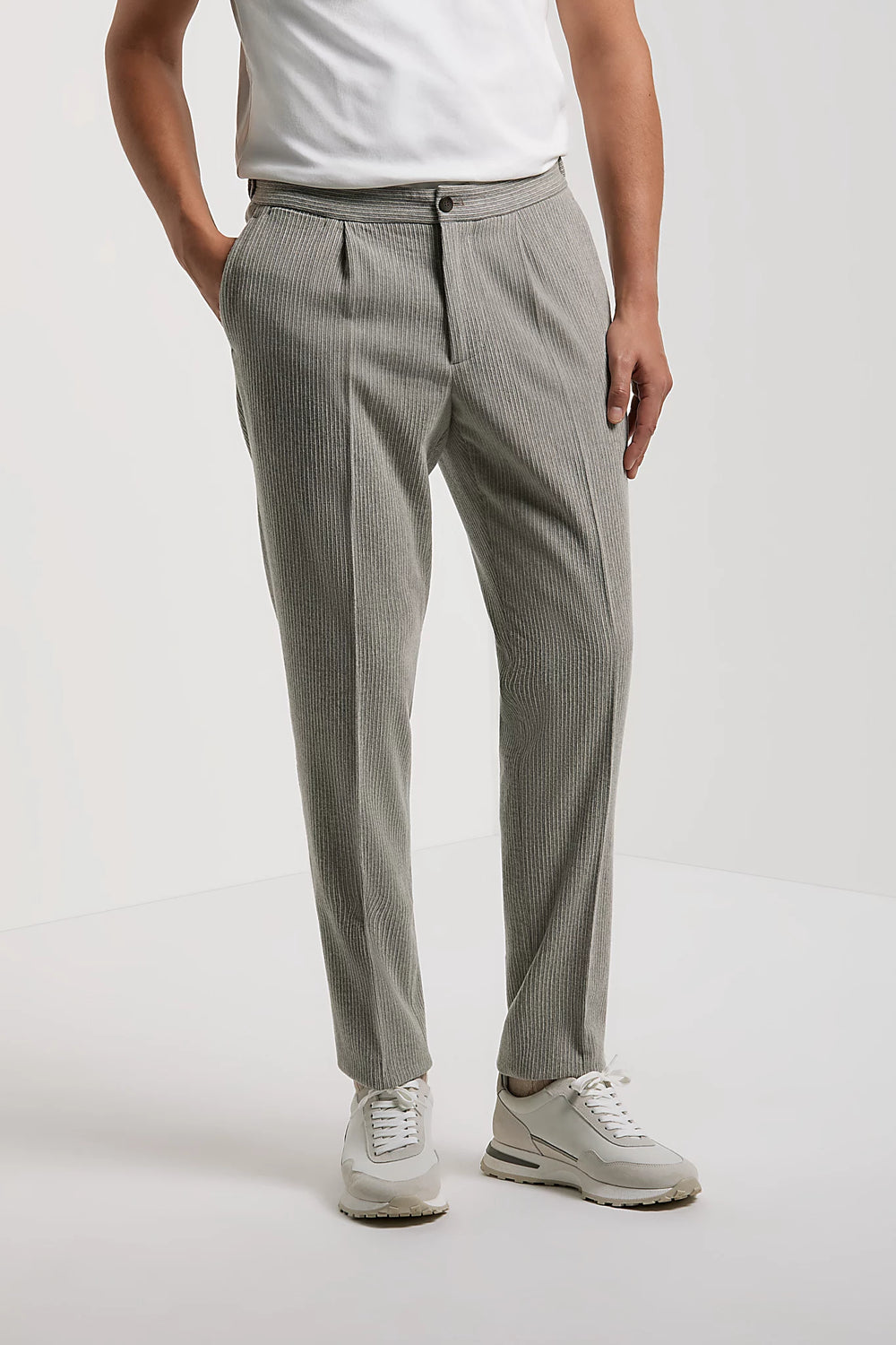 Men Pini Parma Made in Italy grey ribbed wool cashemere trousers