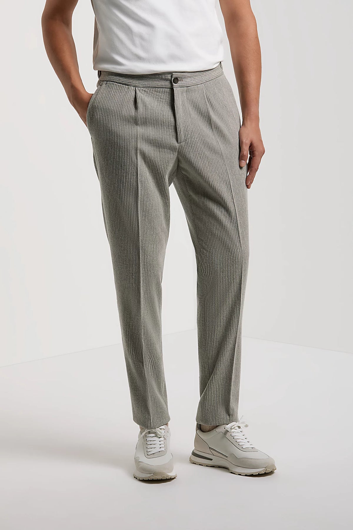 Men Pini Parma Made in Italy grey ribbed wool cashemere trousers