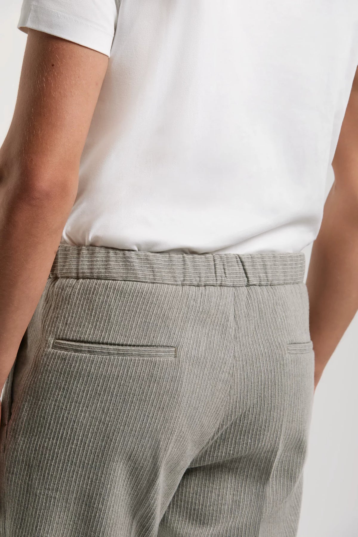 Men Pini Parma Made in Italy grey ribbed wool cashemere trousers