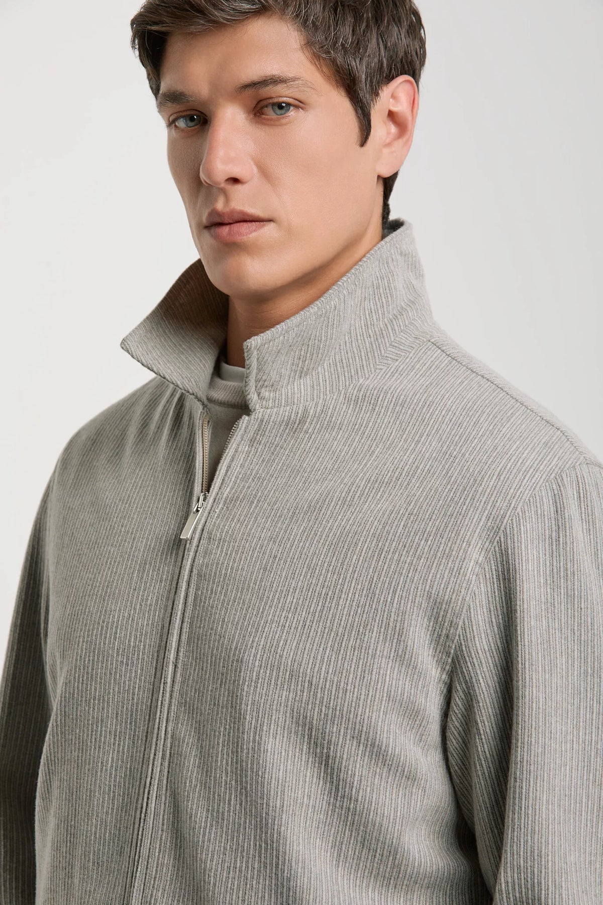 Men Pini Parma Made in Italy ribbed grey jacket winter
