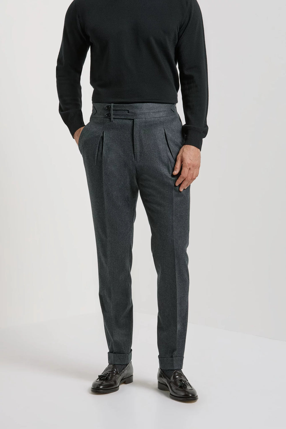 Pini Parma made in Italy men grey flannel limited edition trousers 