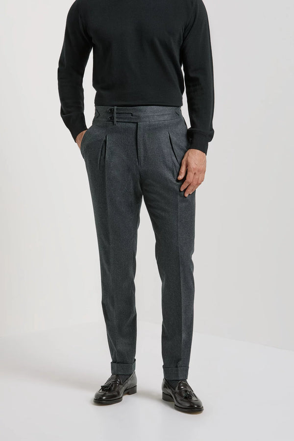 Pini Parma made in Italy men grey flannel limited edition trousers 