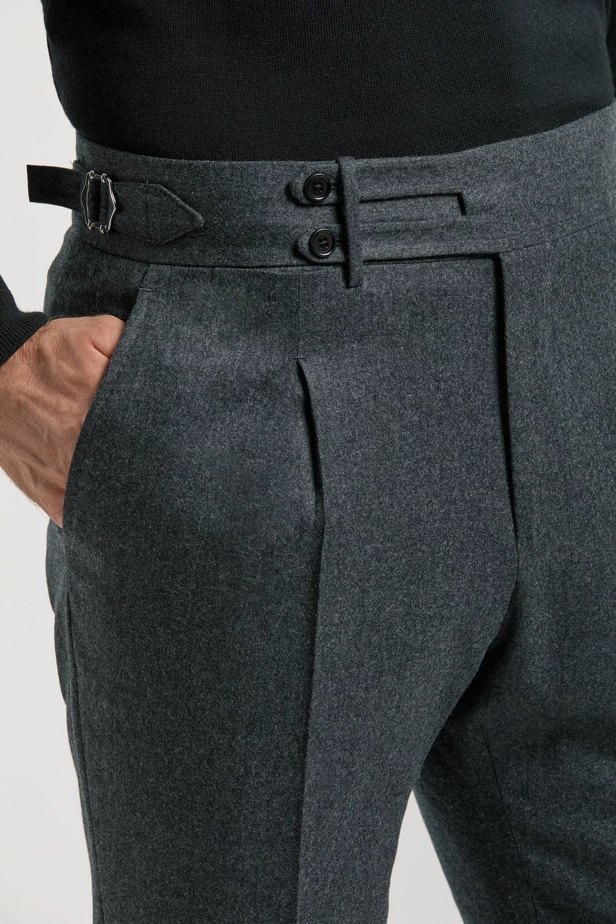 Pini Parma made in Italy men grey flannel limited edition trousers 