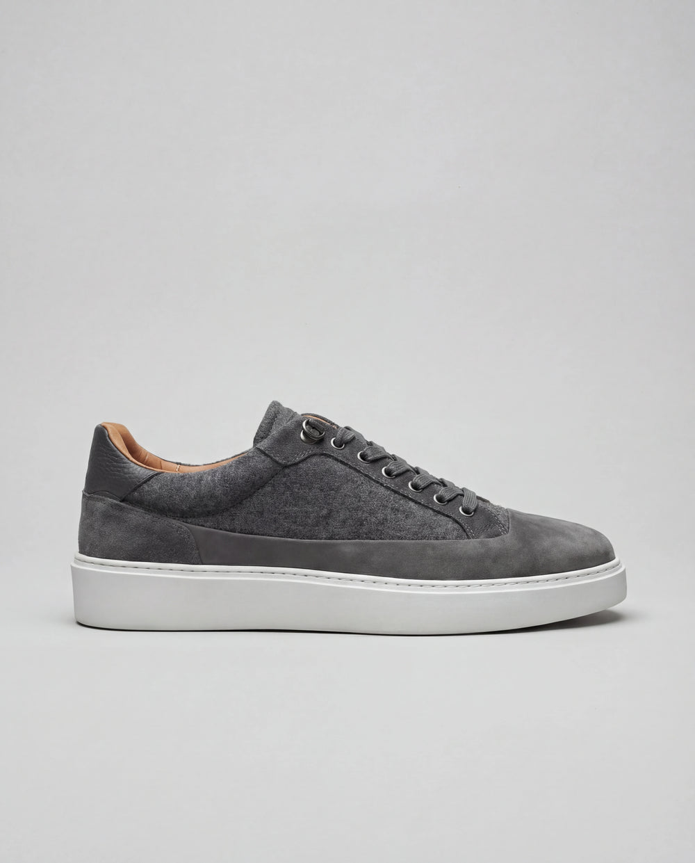 men Pini Parma grey sneakers made in italy in flannel wool and leather 