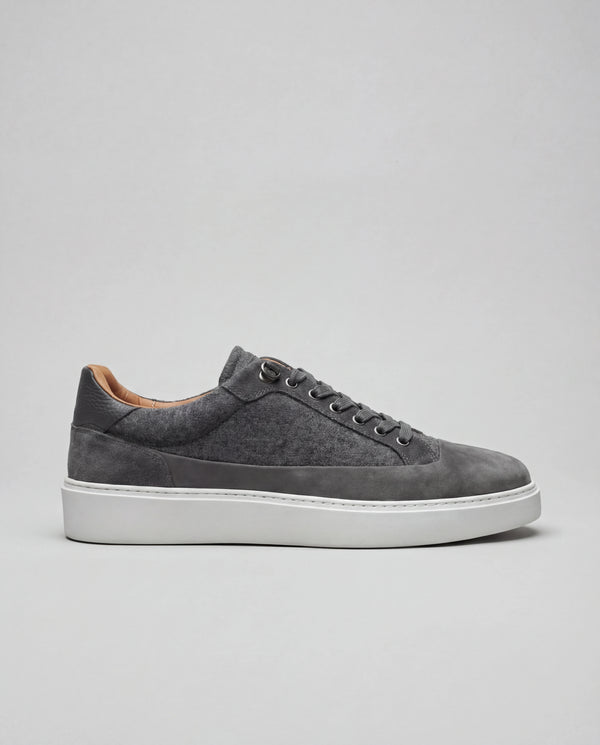 men Pini Parma grey sneakers made in italy in flannel wool and leather 