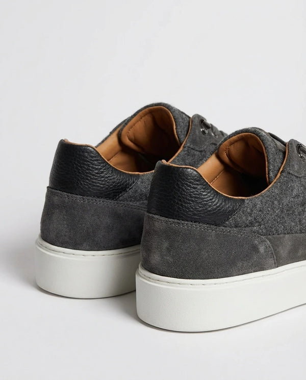 men Pini Parma grey sneakers made in italy in flannel wool and leather 
