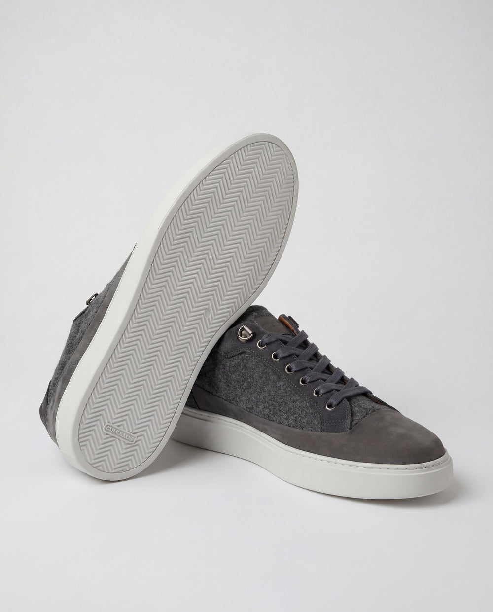men Pini Parma grey sneakers made in italy in flannel wool and leather 