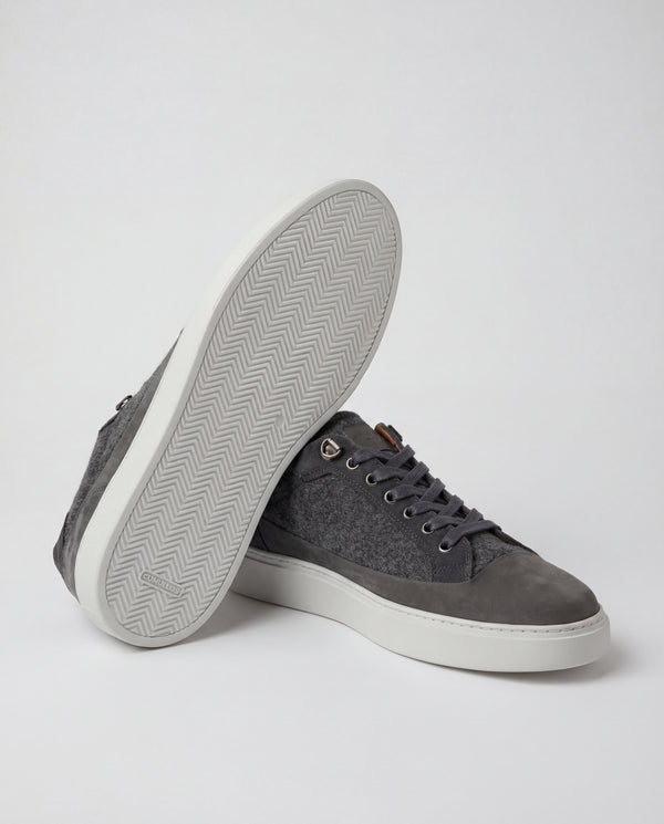 men Pini Parma grey sneakers made in italy in flannel wool and leather 