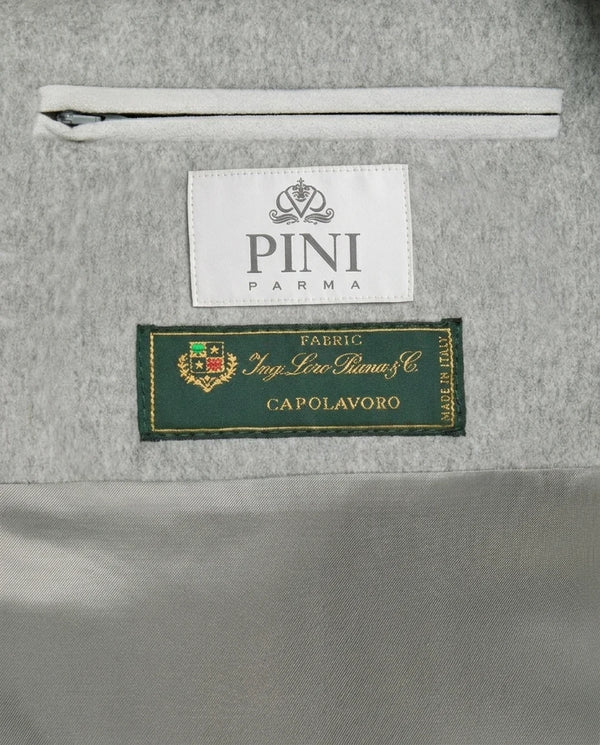 men pini parma grey bomber with mink collar made in italy using Loro Piana wool 