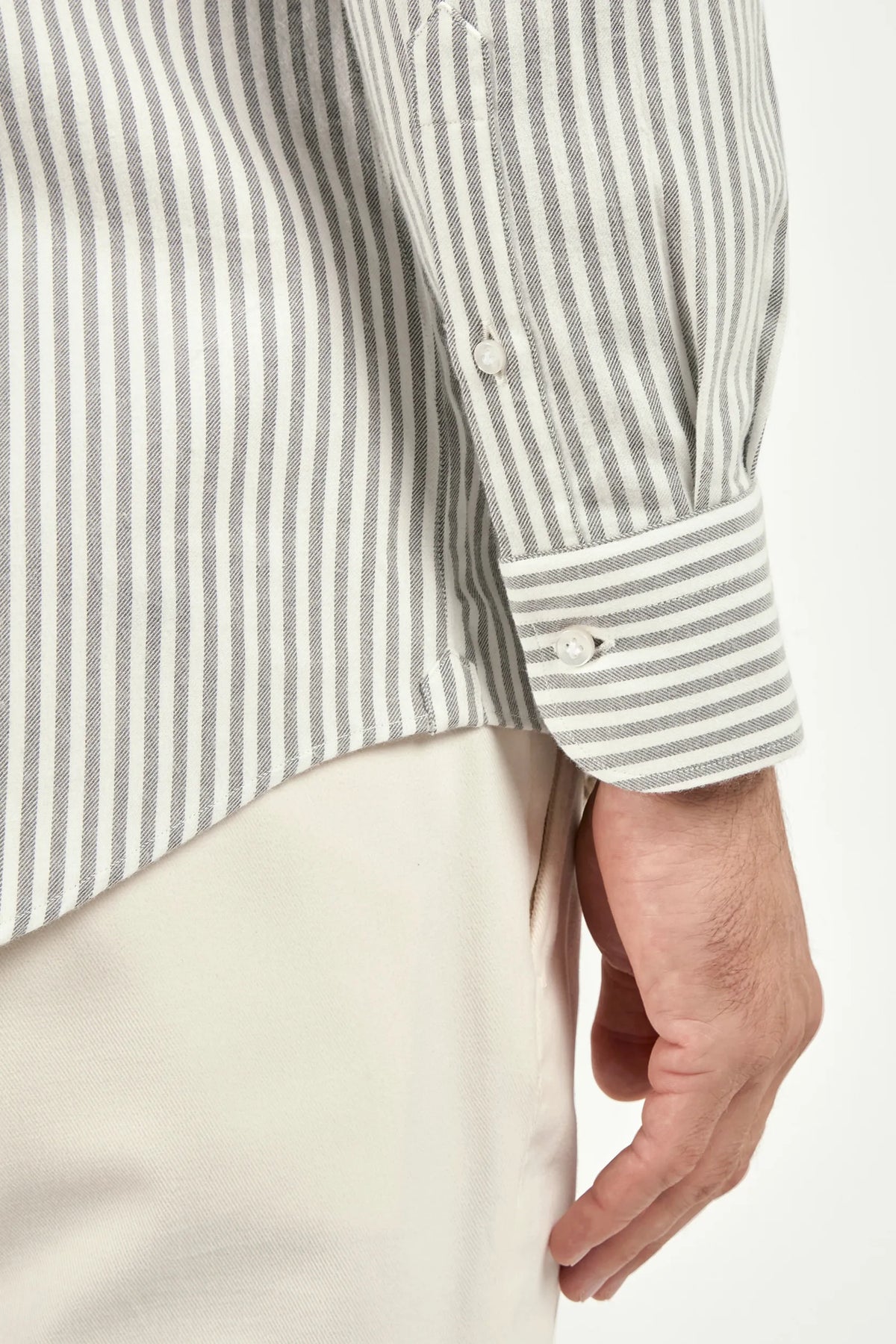 grey striped cotton cashmere shirt, men cotton cashmere shirt, italian cotton cashmere shirt, grey striped cashmere shirt, luxury men's cotton cashmere shirt, elegant men's cashmere shirt, refined cotton cashmere shirt, tailored grey striped shirt, premium italian cotton cashmere shirt