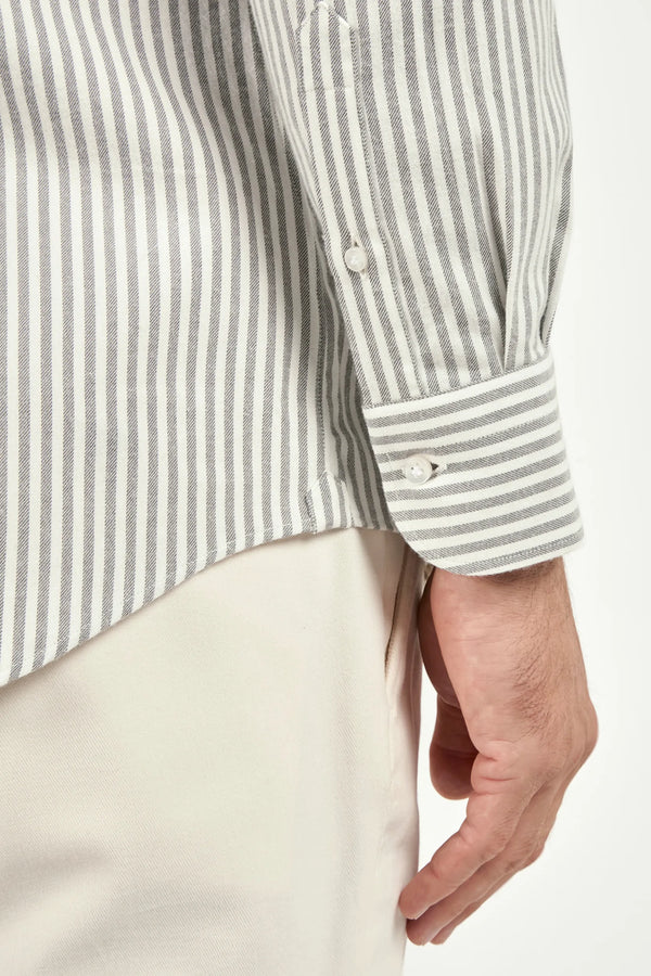grey striped cotton cashmere shirt, men cotton cashmere shirt, italian cotton cashmere shirt, grey striped cashmere shirt, luxury men's cotton cashmere shirt, elegant men's cashmere shirt, refined cotton cashmere shirt, tailored grey striped shirt, premium italian cotton cashmere shirt