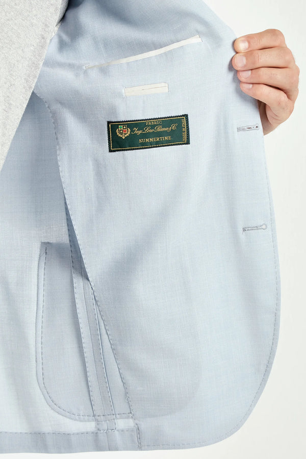 men Pini Parma light blue neapolitan jacket made in italy in a mix of wool, silk and linen