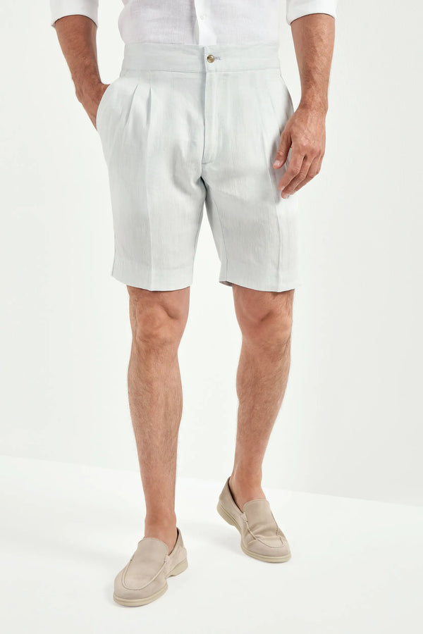 Men Pini Parma light blue relaxed shorts made in italy in linen 