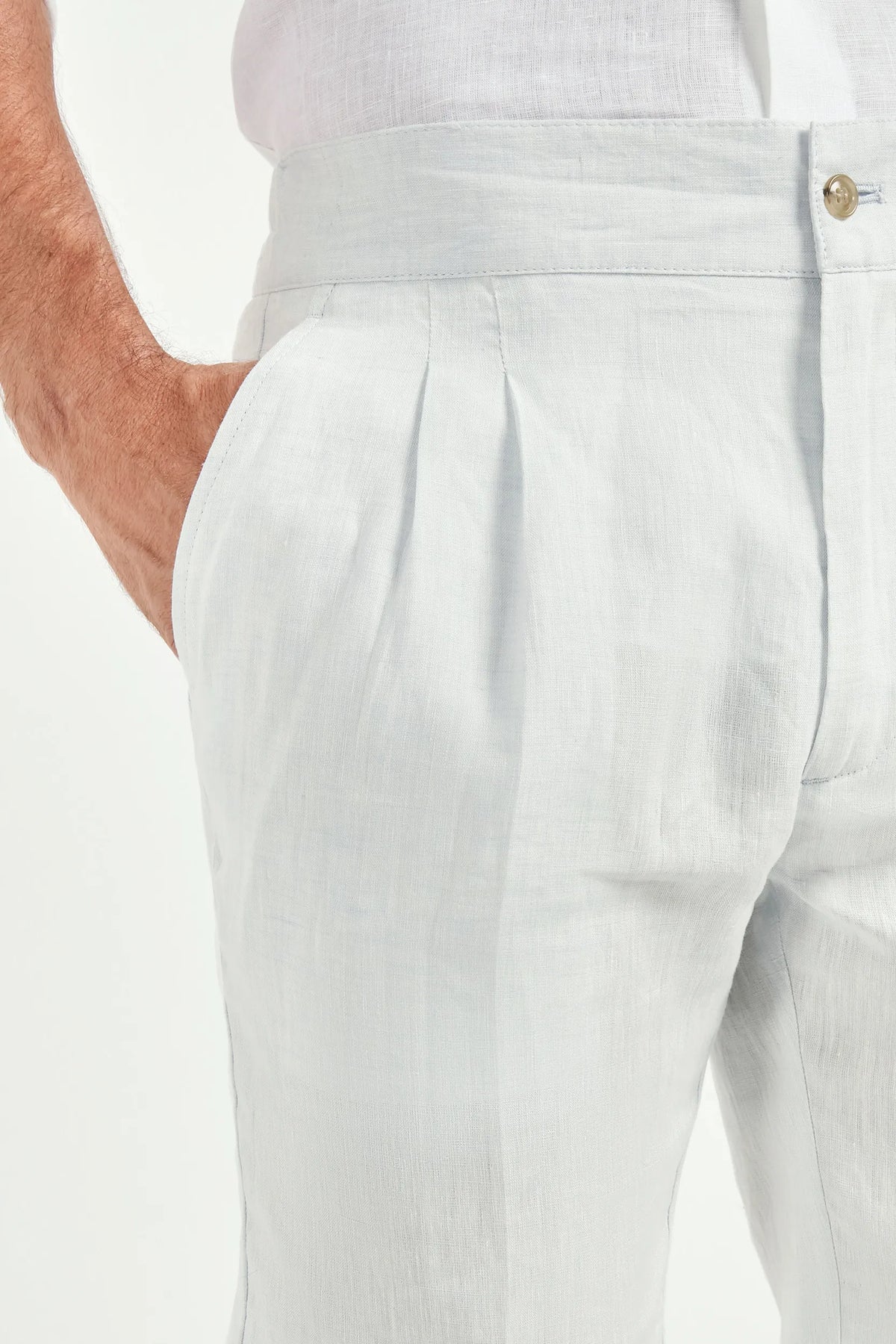 Men Pini Parma light blue relaxed shorts made in italy in linen 