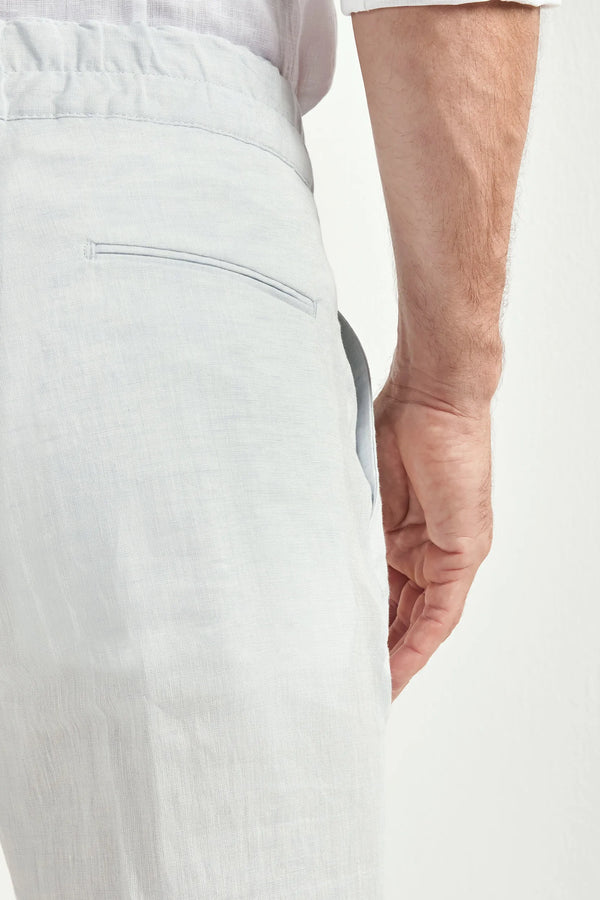 Men Pini Parma light blue relaxed shorts made in italy in linen 