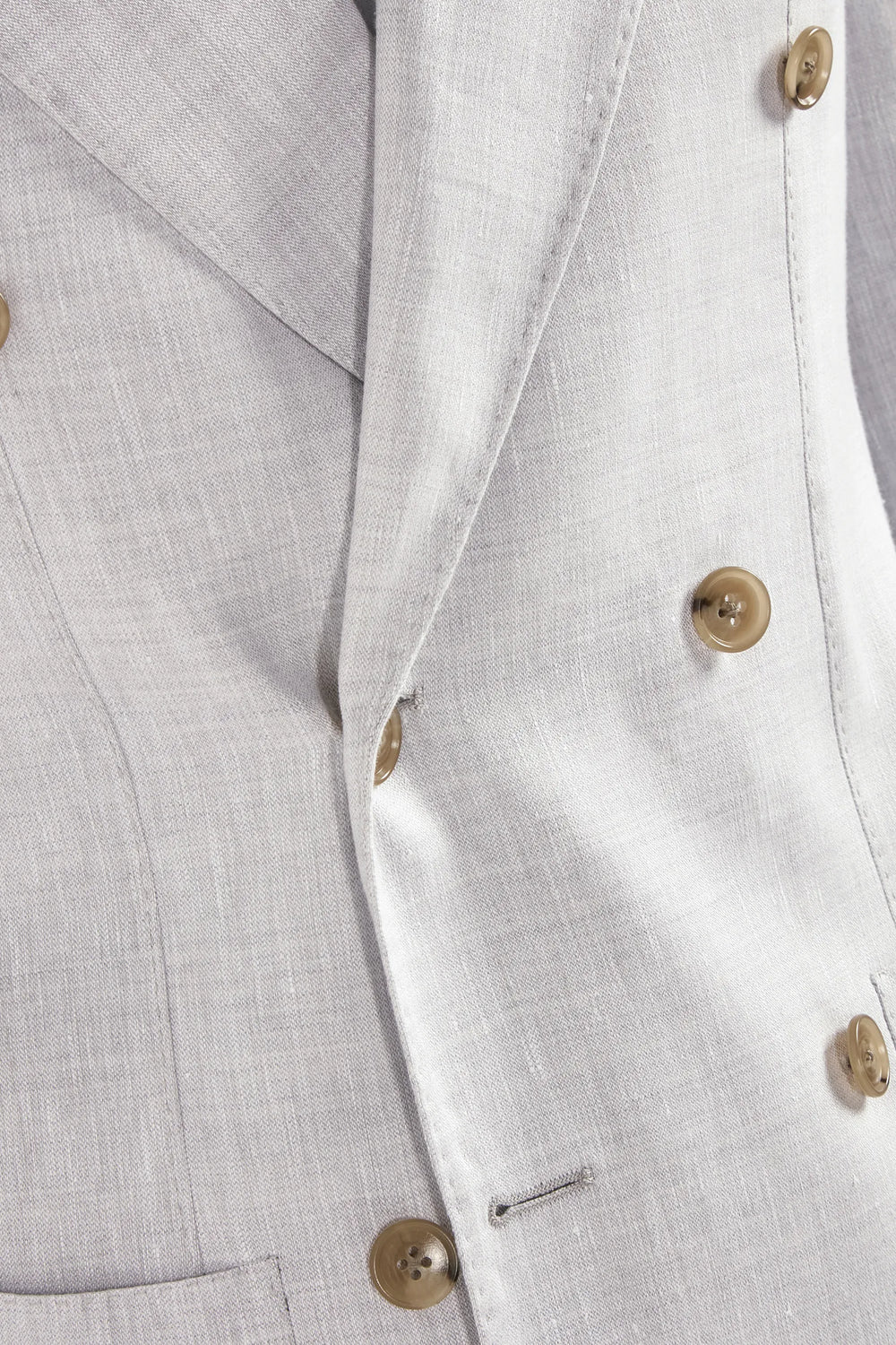 Men Pini Parma double breasted suit color light grey made in italy in a blend of linen and wool 