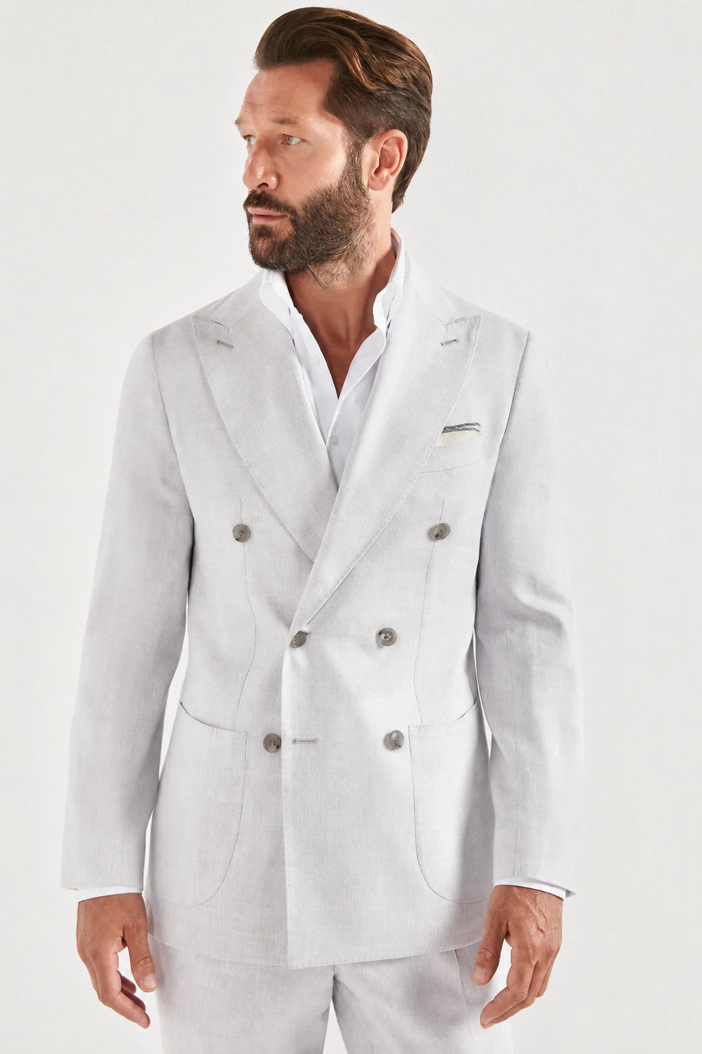 Costume croisé en mélange Super 160's glacé - Made in Italy