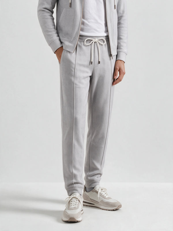Pantaloni jogger in jersey a spina di pesce grigio ghiaccio - Made in Italy