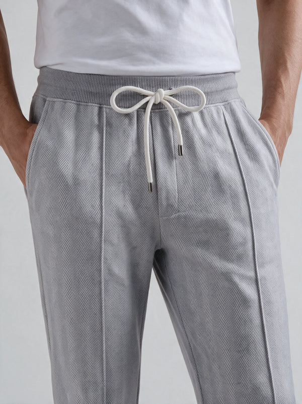 Pantaloni jogger in jersey a spina di pesce grigio ghiaccio - Made in Italy