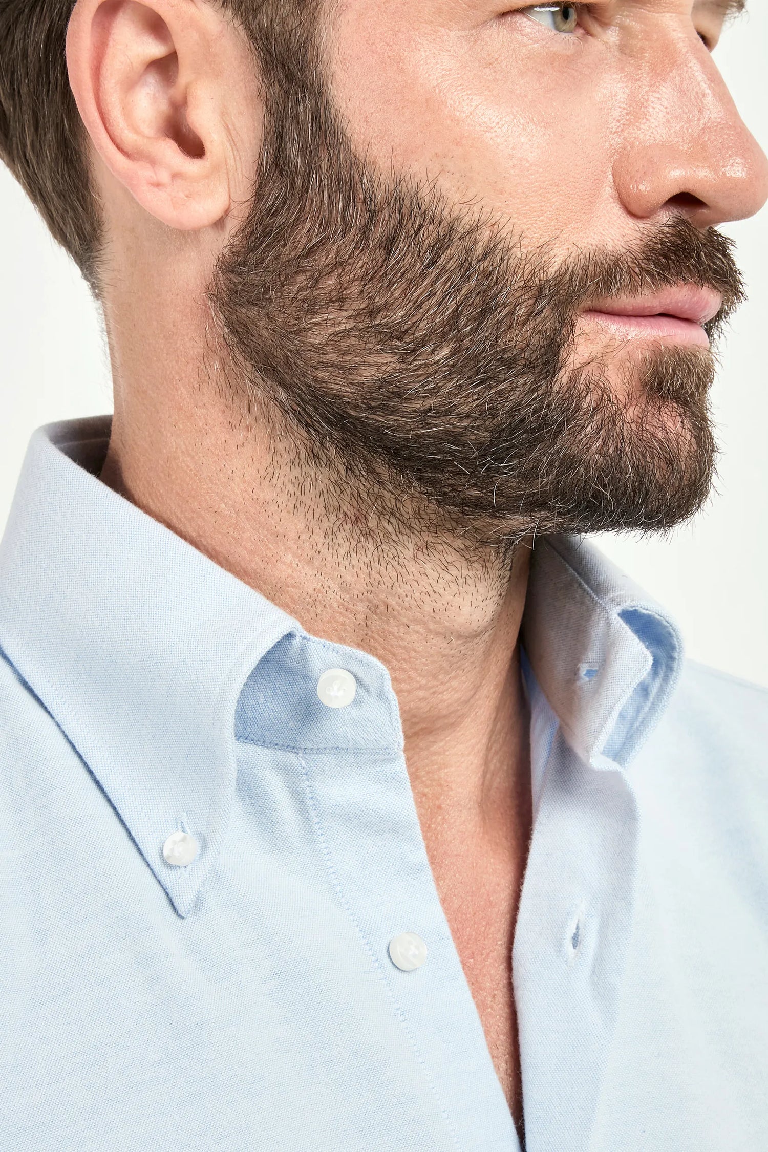 Chemise à col boutonné bleu clair en coton brossé - Made in Italy