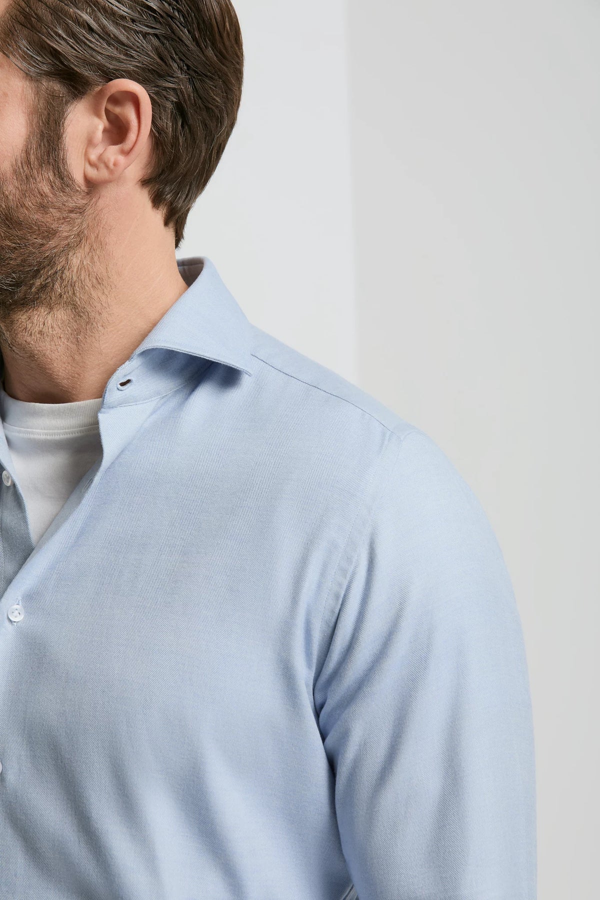 men pini parma light blue shirt made in italy in cotton and tencel 