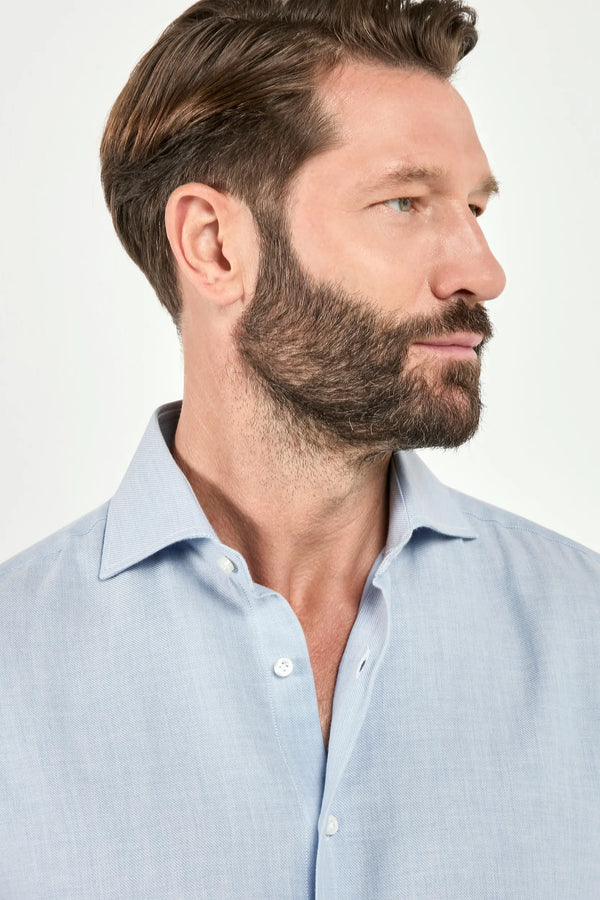 light blue cotton tencel shirt, men cotton tencel shirt, italian cotton tencel shirt, light blue tencel shirt, luxury men's cotton tencel shirt, elegant men's tencel shirt, refined cotton tencel shirt, tailored light blue tencel shirt, premium italian cotton tencel shirt, sophisticated men's cotton tencel shirt, timeless italian tencel shirt, upscale men's cotton tencel shirt, classic light blue tencel shirt, italian craftsmanship tencel shirt, premium men's light blue shirt, refined italian cotton tencel 