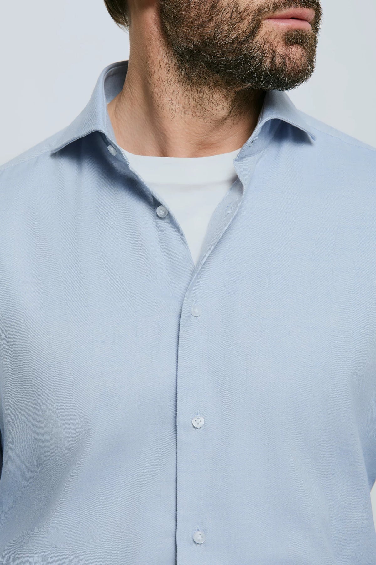 men pini parma light blue shirt made in italy in cotton and tencel 