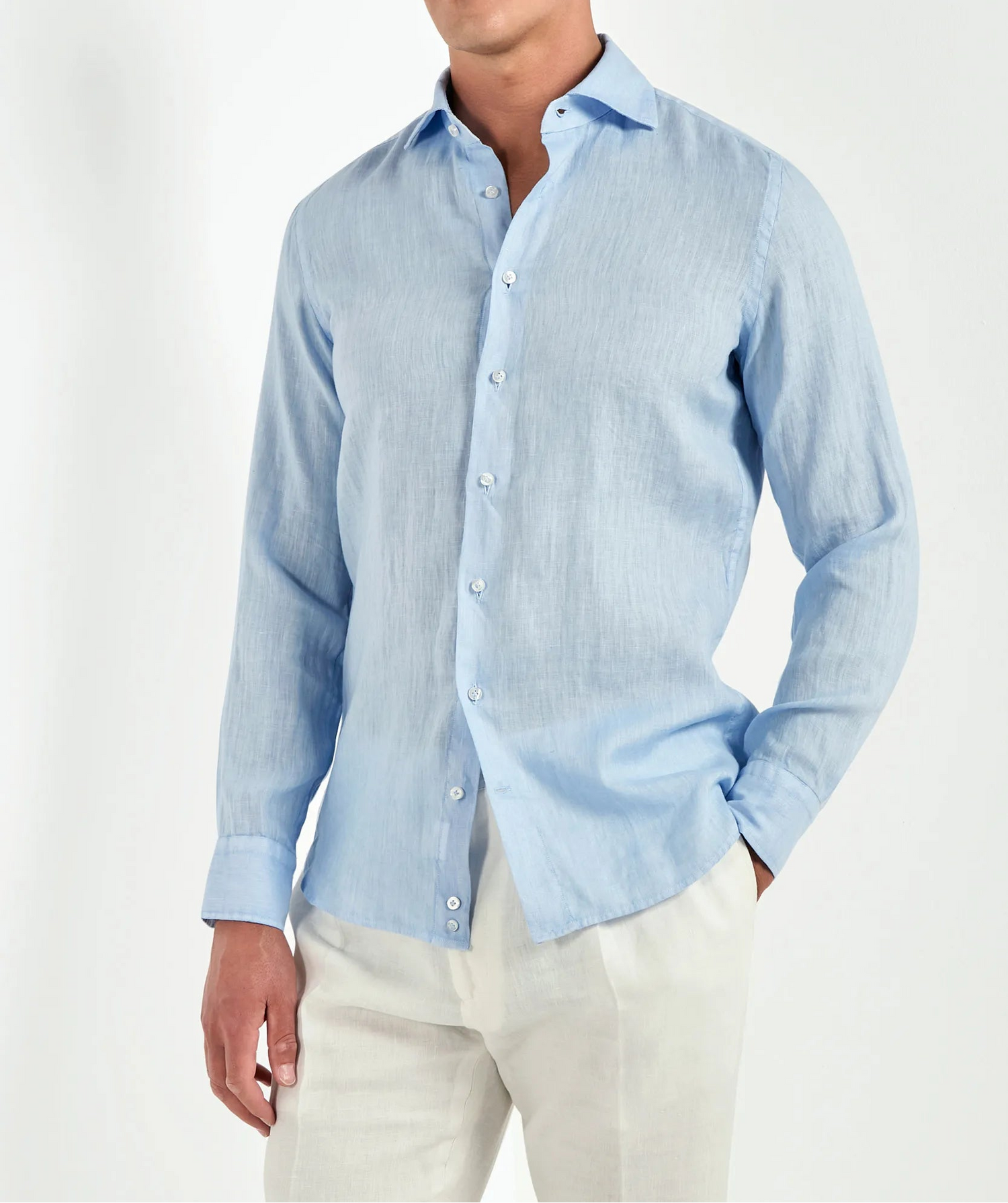light blue linen shirt, men's blue linen shirt, italian linen shirt, garment dyed linen shirt, luxury men's shirt, elegant men's shirt, refined linen shirt, tailored blue shirt, premium italian shirt, sophisticated men's summer shirt, timeless italian shirt, upscale men's linen shirt, classic light blue linen shirt, italian craftsmanship shirt, premium men's linen shirt, refined italian linen shirt