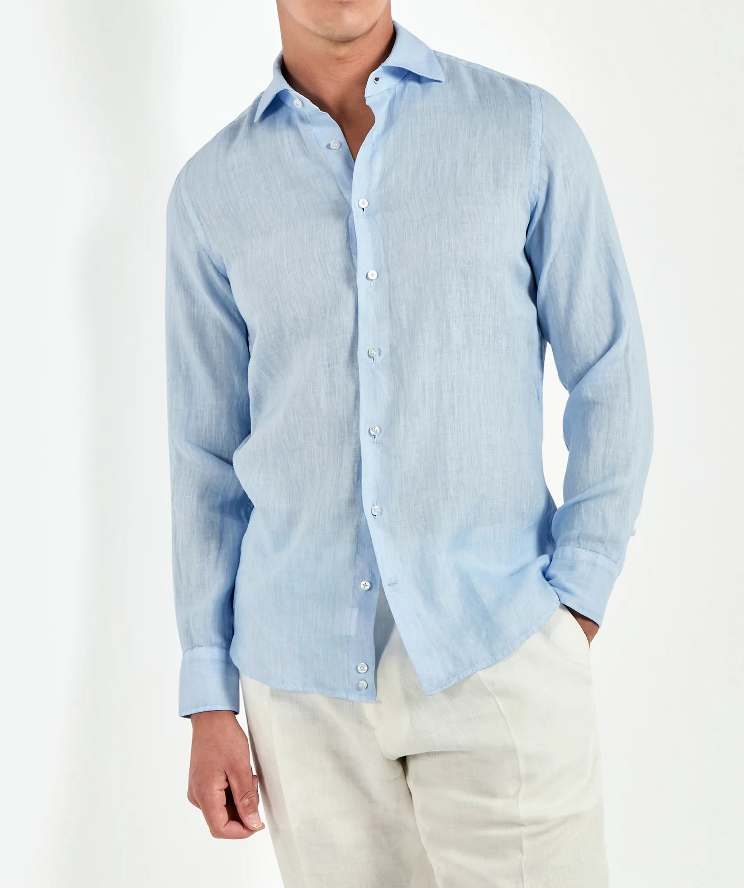 light blue linen shirt, men's blue linen shirt, italian linen shirt, garment dyed linen shirt, luxury men's shirt, elegant men's shirt, refined linen shirt, tailored blue shirt, premium italian shirt, sophisticated men's summer shirt, timeless italian shirt, upscale men's linen shirt, classic light blue linen shirt, italian craftsmanship shirt, premium men's linen shirt, refined italian linen shirt