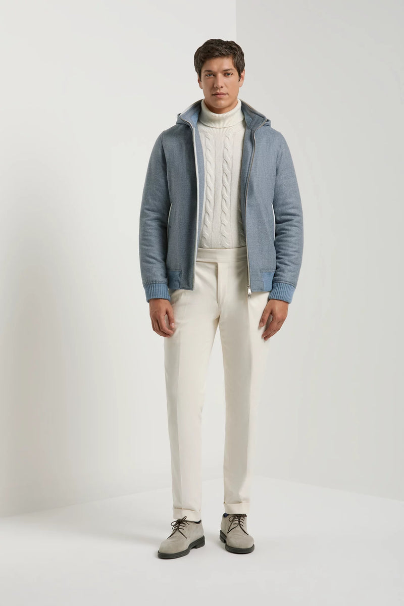 Pini Parma Made in Italy men light blue hooded bomber winter outwear