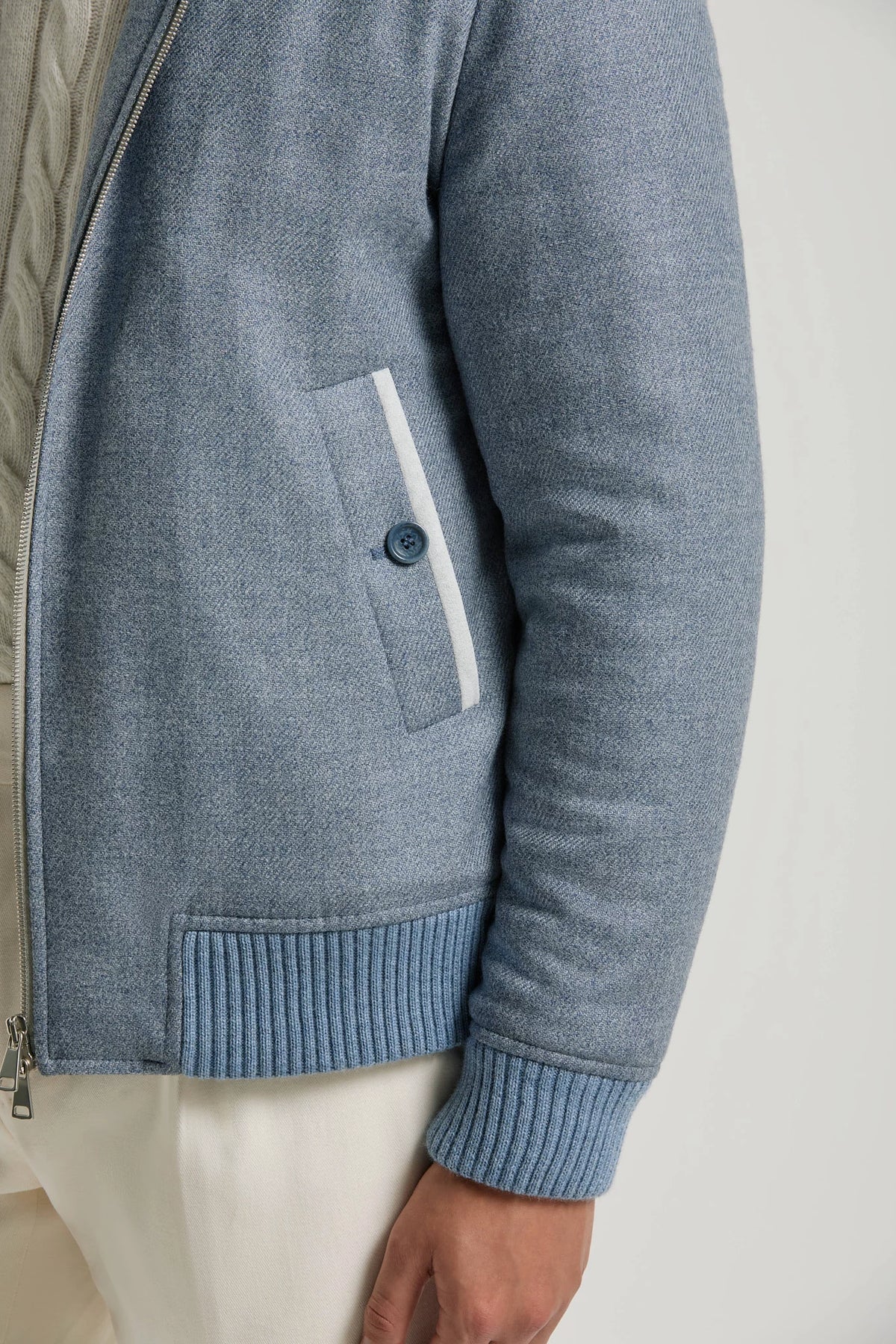 Pini Parma Made in Italy men light blue hooded bomber winter outwear