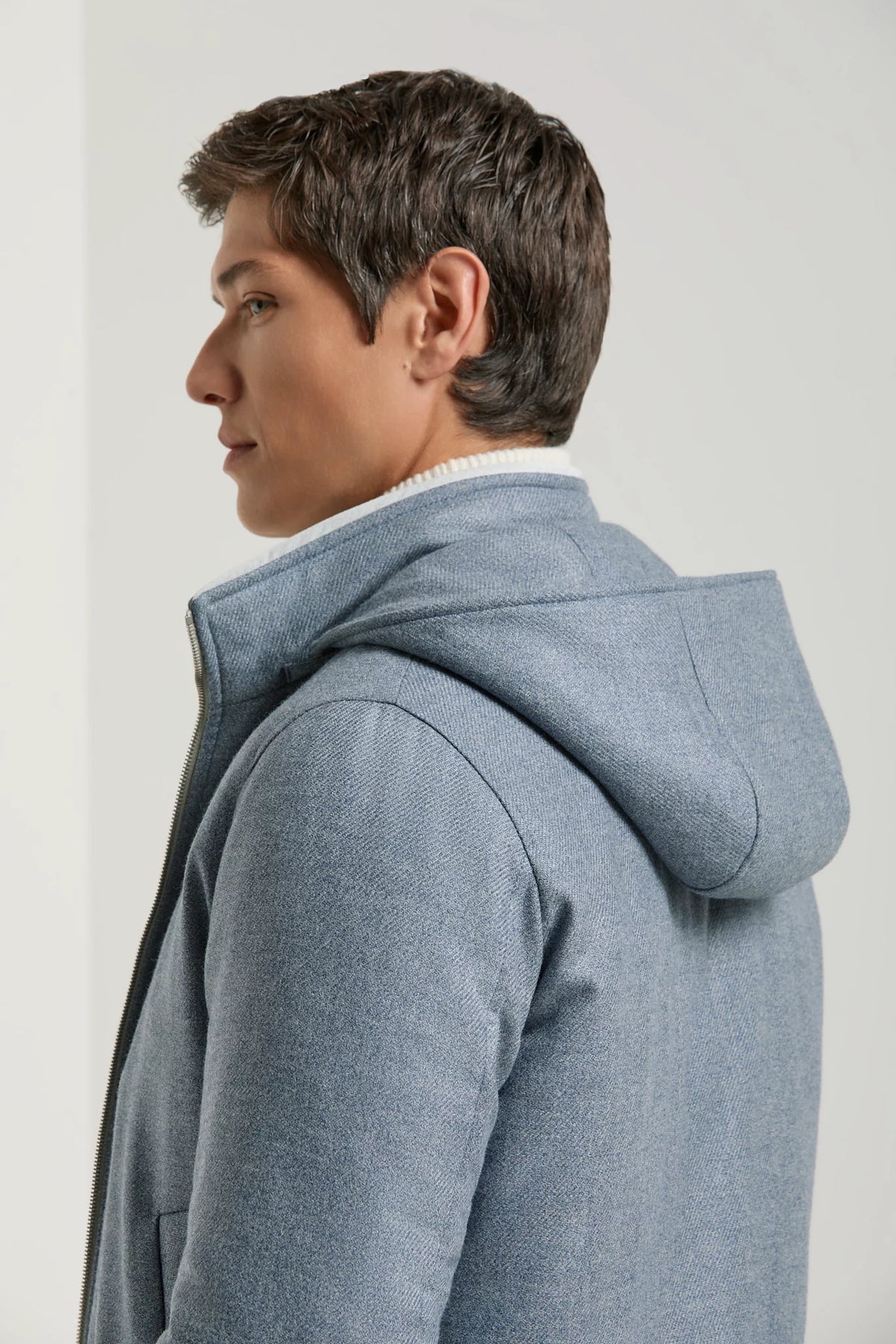 Pini Parma Made in Italy men light blue hooded bomber winter outwear