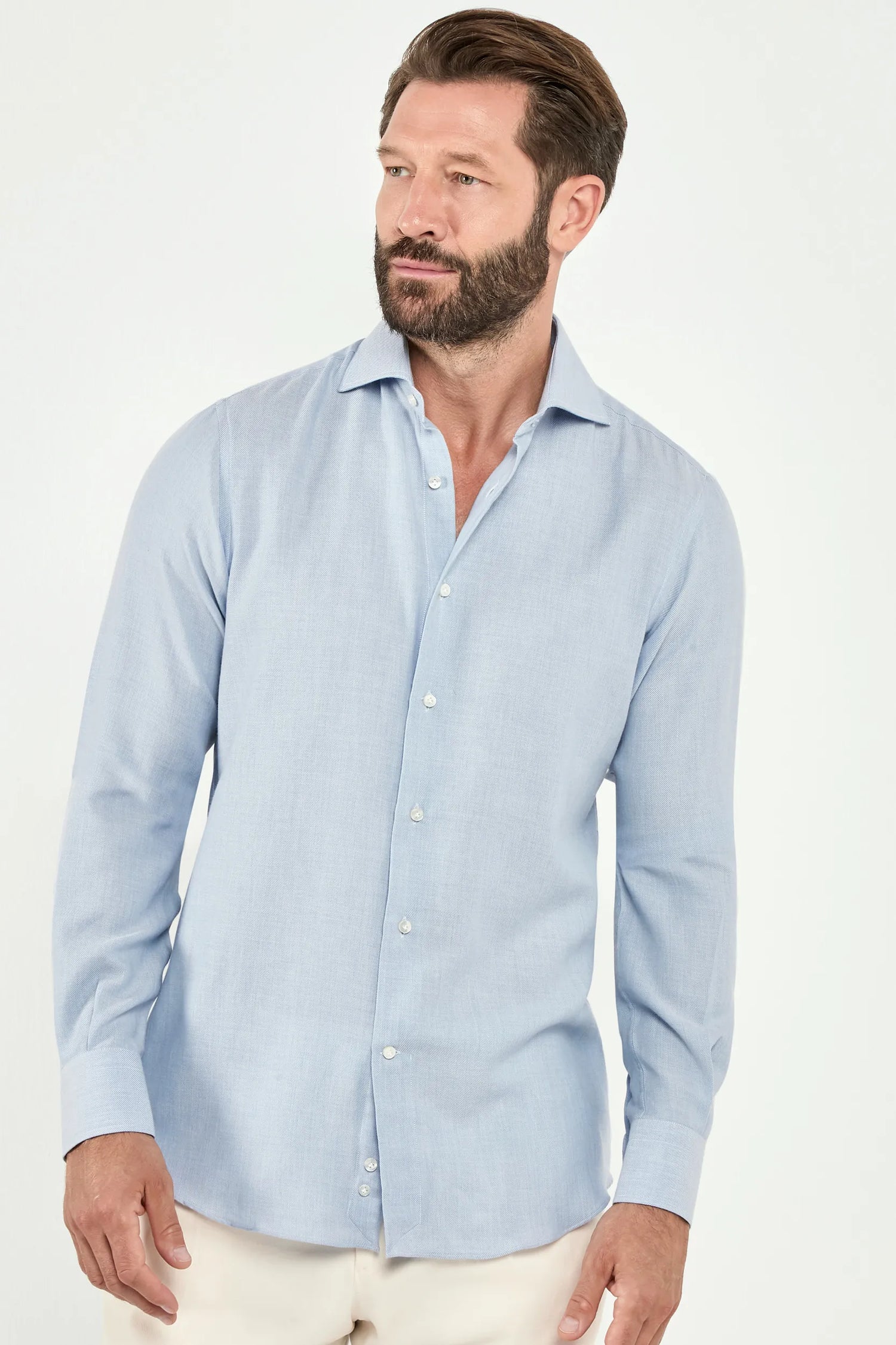 light blue jersey shirt, men's jersey shirt, italian jersey shirt, light blue cotton jersey shirt, luxury men's shirt, elegant men's shirt, refined jersey shirt, tailored light blue jersey shirt, premium italian shirt, sophisticated men's jersey shirt, timeless italian shirt, upscale men's shirt, classic light blue jersey shirt, italian craftsmanship shirt, premium men's jersey shirt, refined italian jersey shirt