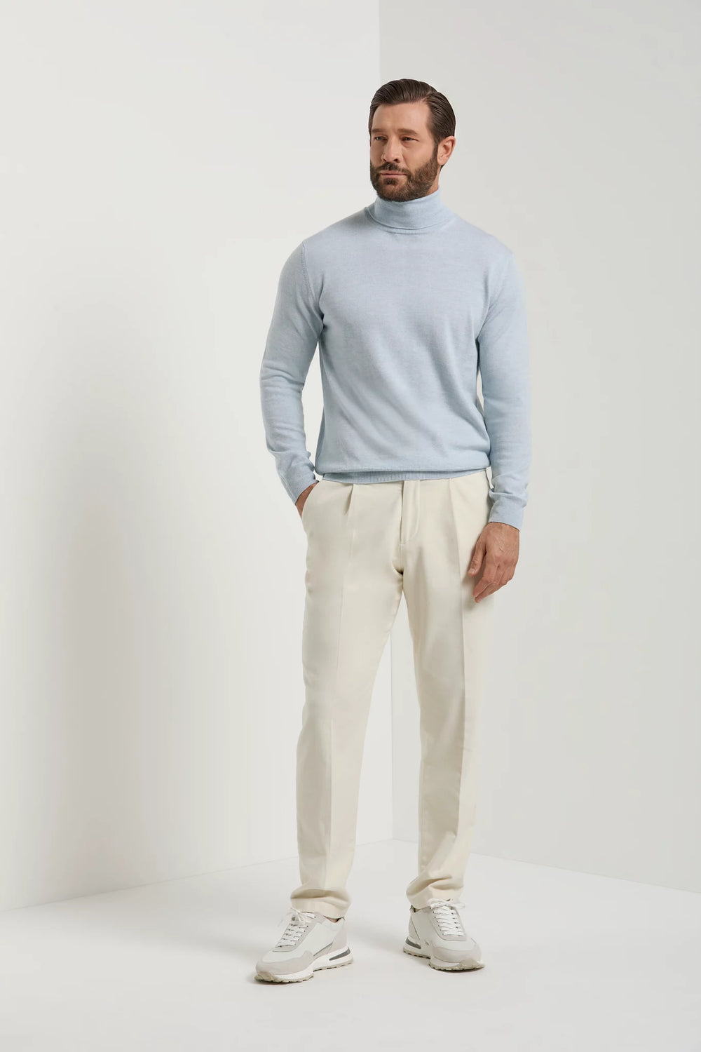 men pini parma light blue turtleneck made in italy in merino wool 