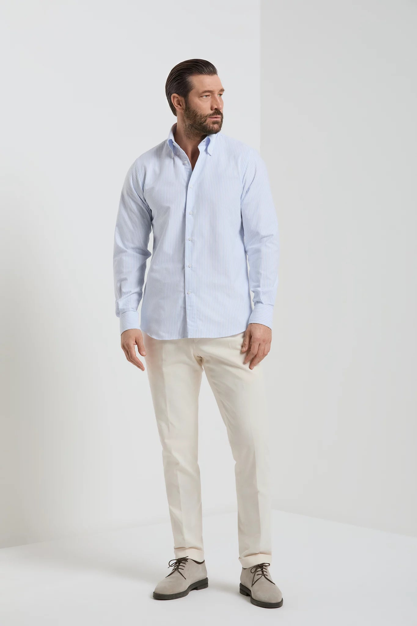 Light blue striped button down shirt - Made In Italy