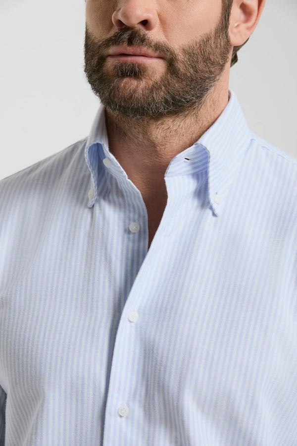 Camicia button down azzurra a righe - Made In Italy