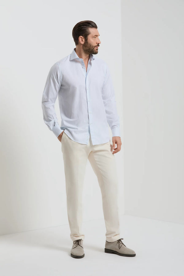 Pini Parma made in Italy men light blue striped shirt 
