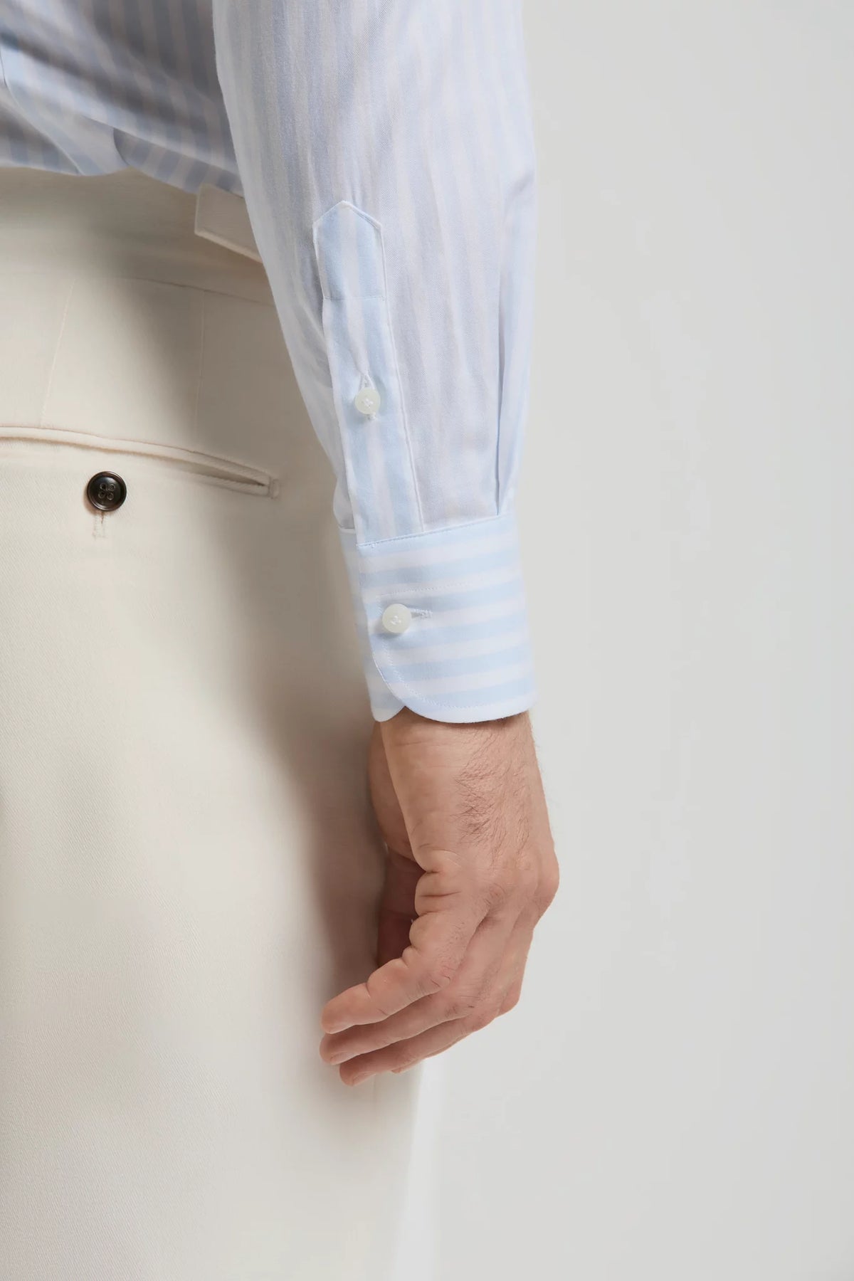 Pini Parma made in Italy men light blue striped shirt 
