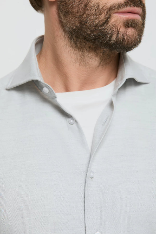 Men Pini Parma Made in Italy Light grey cotton and tencel shirt