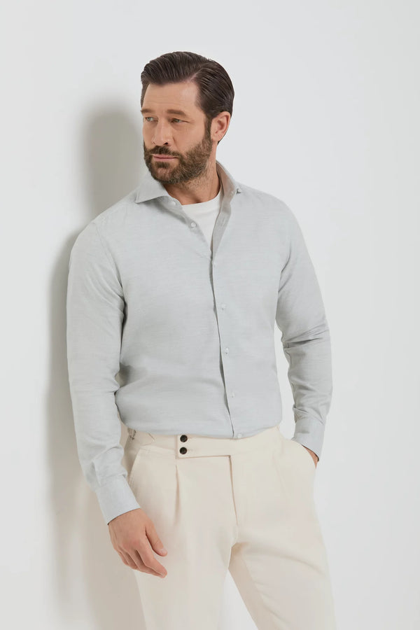 Men Pini Parma Made in Italy Light grey cotton and tencel shirt