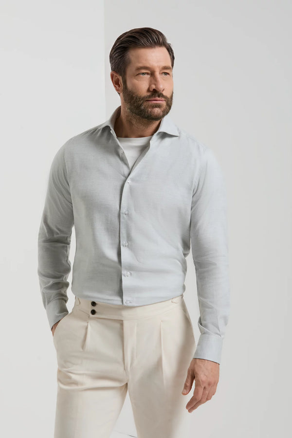 Men Pini Parma Made in Italy Light grey cotton and tencel shirt