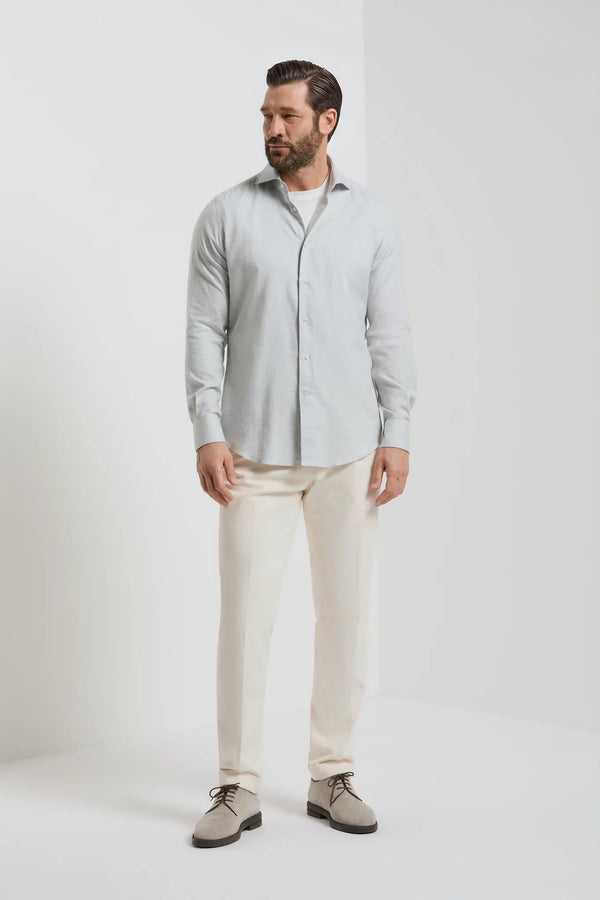 Men Pini Parma Made in Italy Light grey cotton and tencel shirt