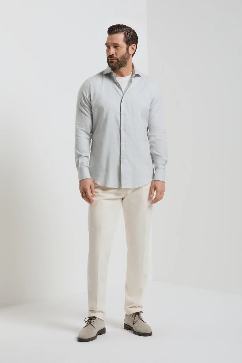 Men Pini Parma Made in Italy Light grey cotton and tencel shirt