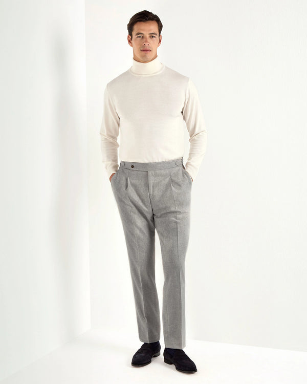 light grey flannel trousers, men's grey trousers, italian flannel pants, light grey roma trousers, luxury men's trousers, elegant men's pants, refined flannel trousers, tailored grey trousers, premium italian trousers, sophisticated men's flannel pants, timeless italian trousers, upscale men's trousers, classic grey pants, italian craftsmanship trousers, premium men's flannel trousers, refined italian roma trousers