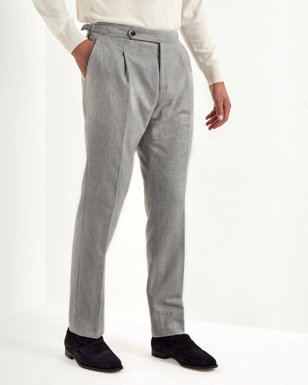 light grey flannel trousers, men's grey trousers, italian flannel pants, light grey roma trousers, luxury men's trousers, elegant men's pants, refined flannel trousers, tailored grey trousers, premium italian trousers, sophisticated men's flannel pants, timeless italian trousers, upscale men's trousers, classic grey pants, italian craftsmanship trousers, premium men's flannel trousers, refined italian roma trousers