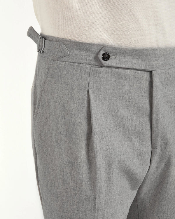light grey flannel trousers, men's grey trousers, italian flannel pants, light grey roma trousers, luxury men's trousers, elegant men's pants, refined flannel trousers, tailored grey trousers, premium italian trousers, sophisticated men's flannel pants, timeless italian trousers, upscale men's trousers, classic grey pants, italian craftsmanship trousers, premium men's flannel trousers, refined italian roma trousers